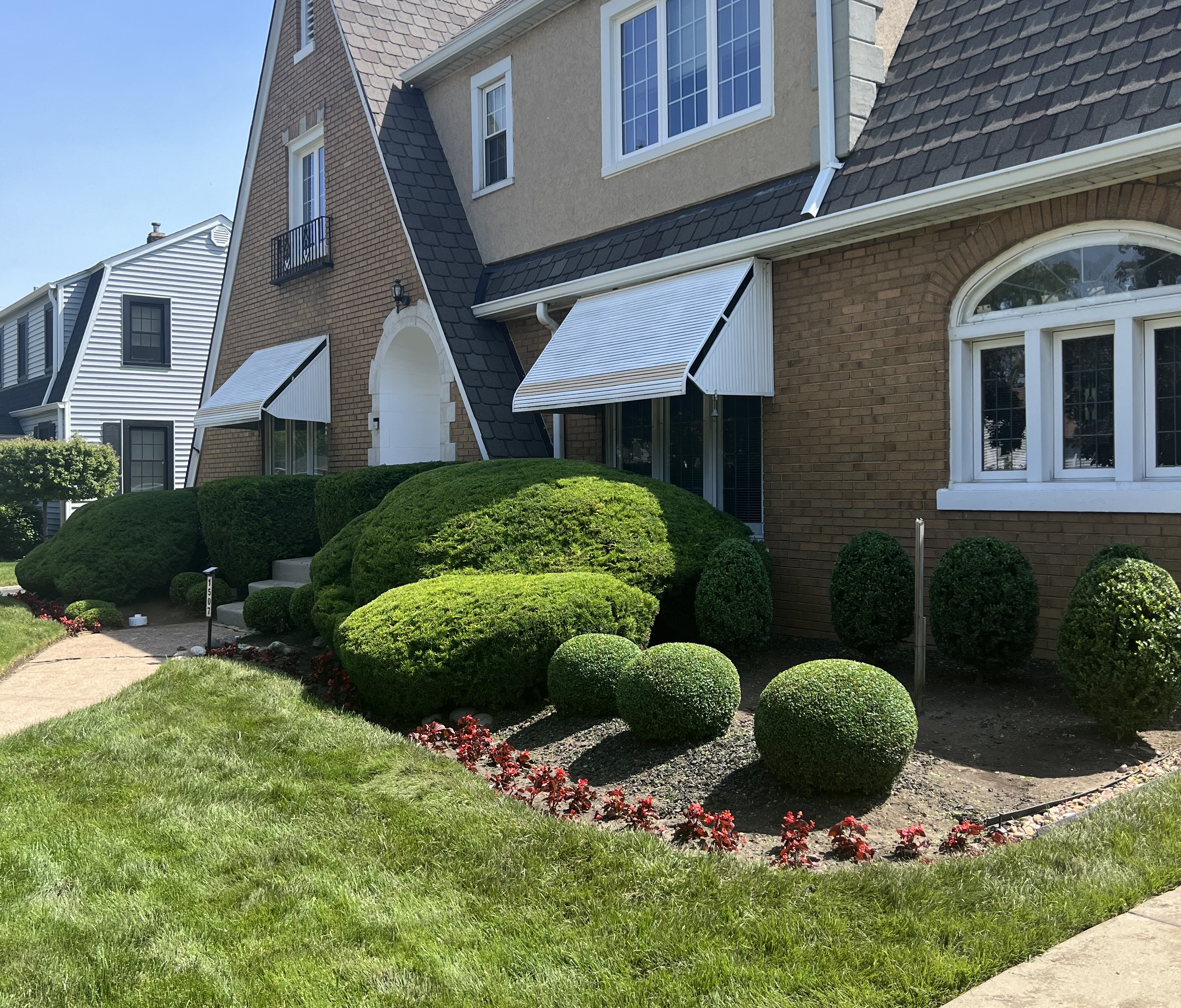 front of a house with a nice garden